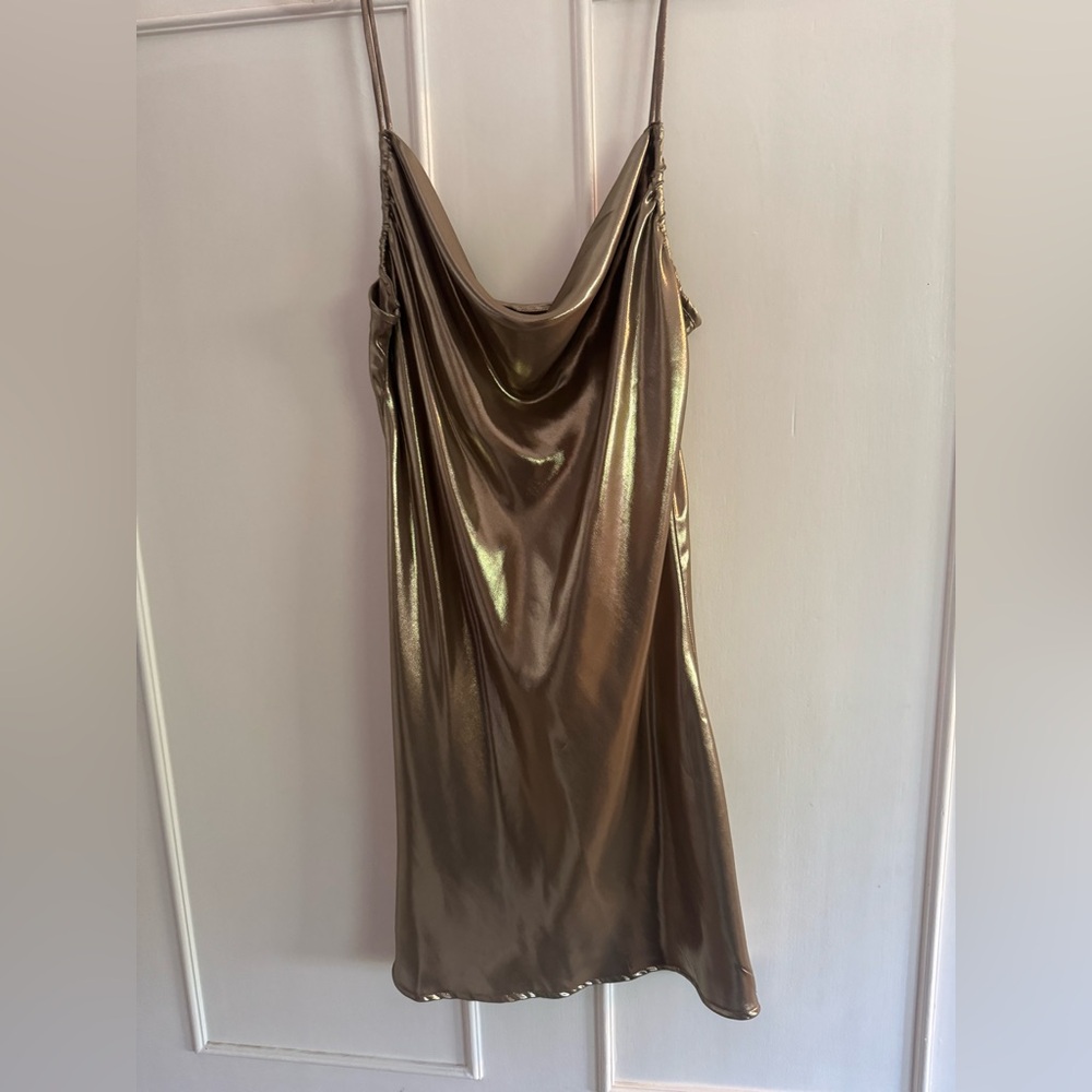 Elegant Gold Satin Dress